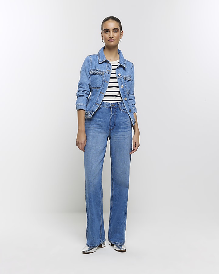 Blue denim plait detail jacket
