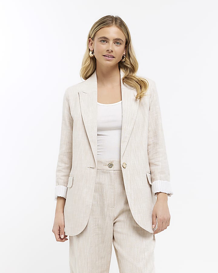 Beige blazer river island hotsell