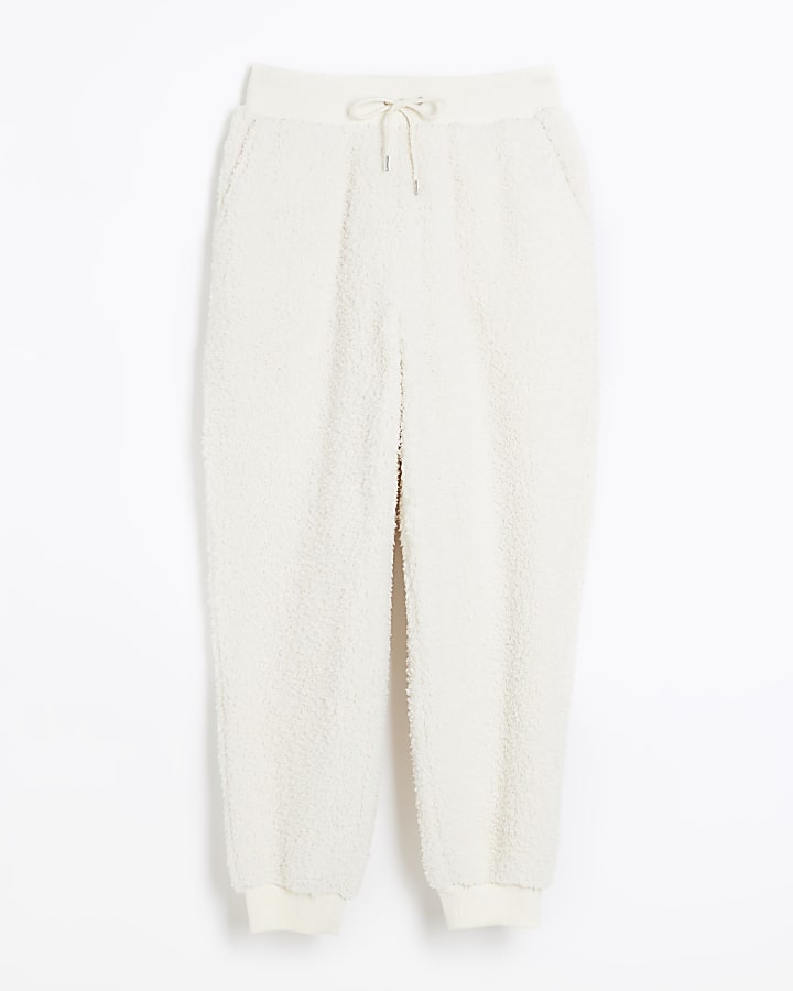 Cream borg joggers