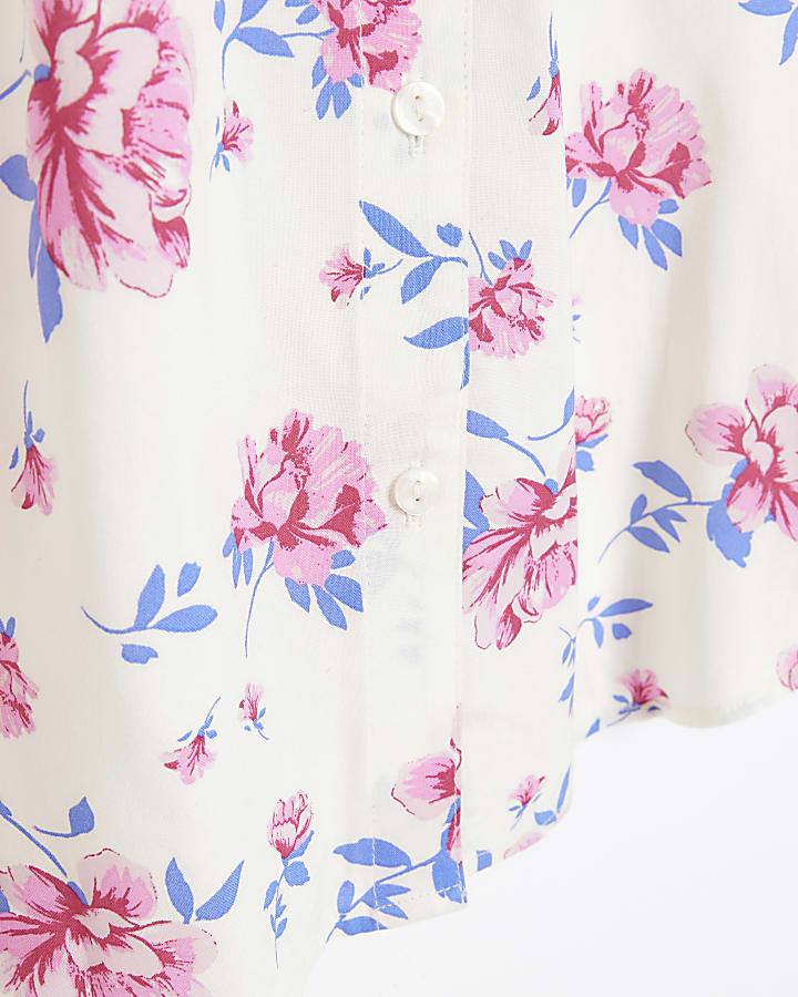 Cream floral long sleeve shirt