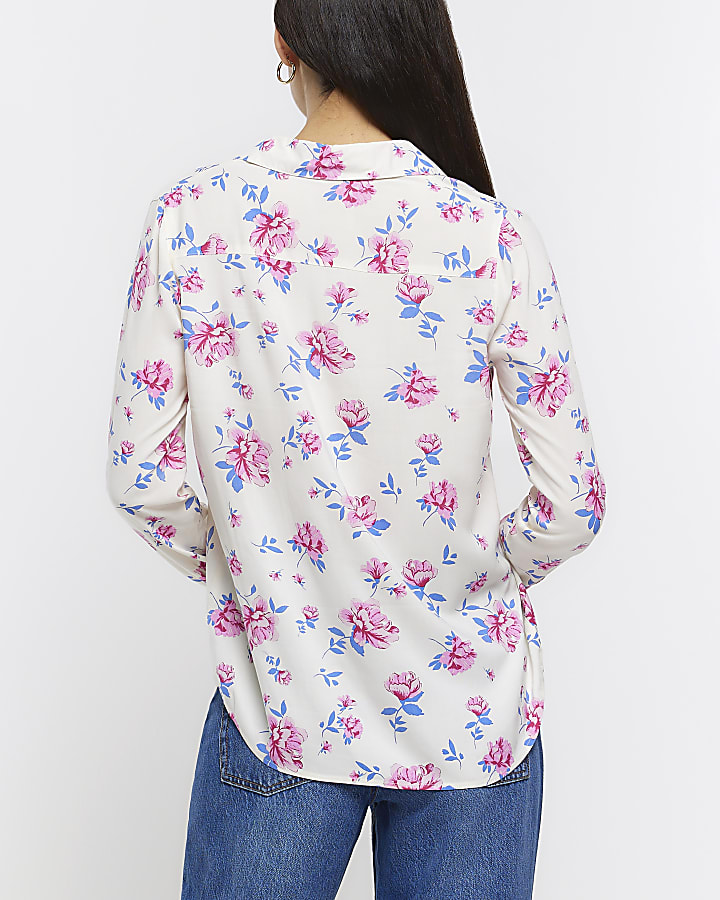 Cream floral long sleeve shirt