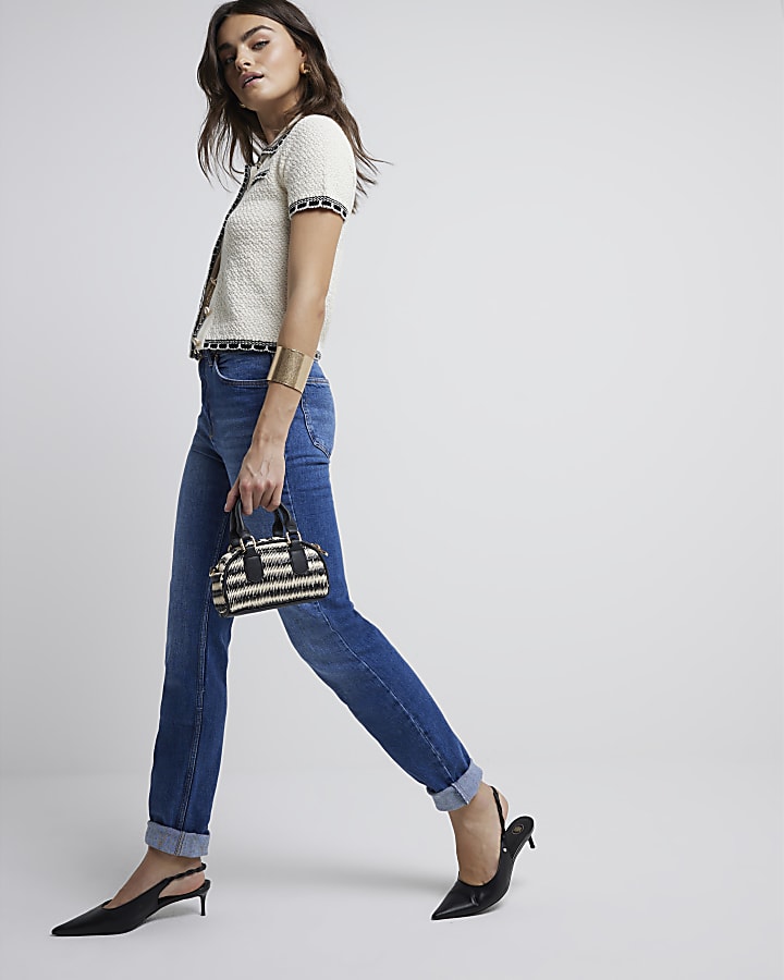 Tall Blue High Waisted Slim Mom Jeans