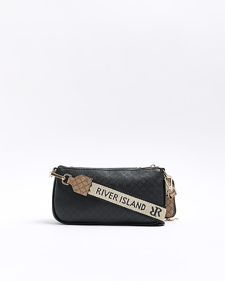 Black monogram pouchette bag