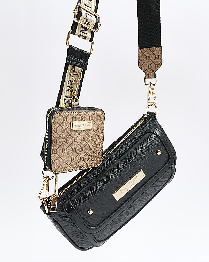 Black monogram pouchette bag