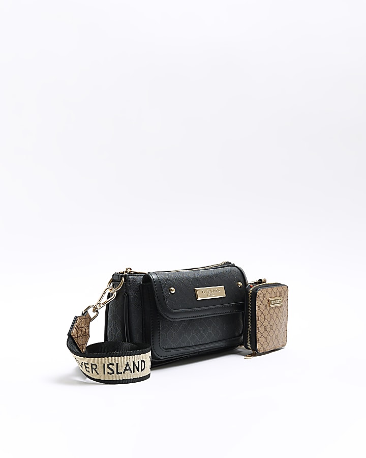 Black monogram pouchette bag