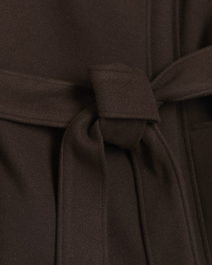 Brown belted wrap coat