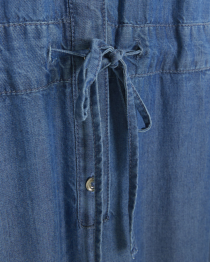 Denim short sleeve jumpsuit