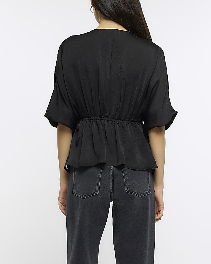 Black ruffle blouse