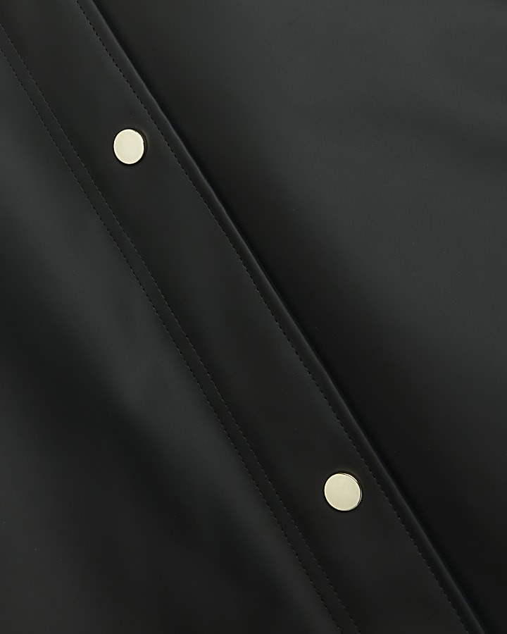 Black hooded rain coat