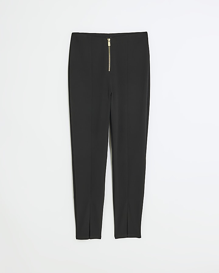 Black zip detail high waisted leggings