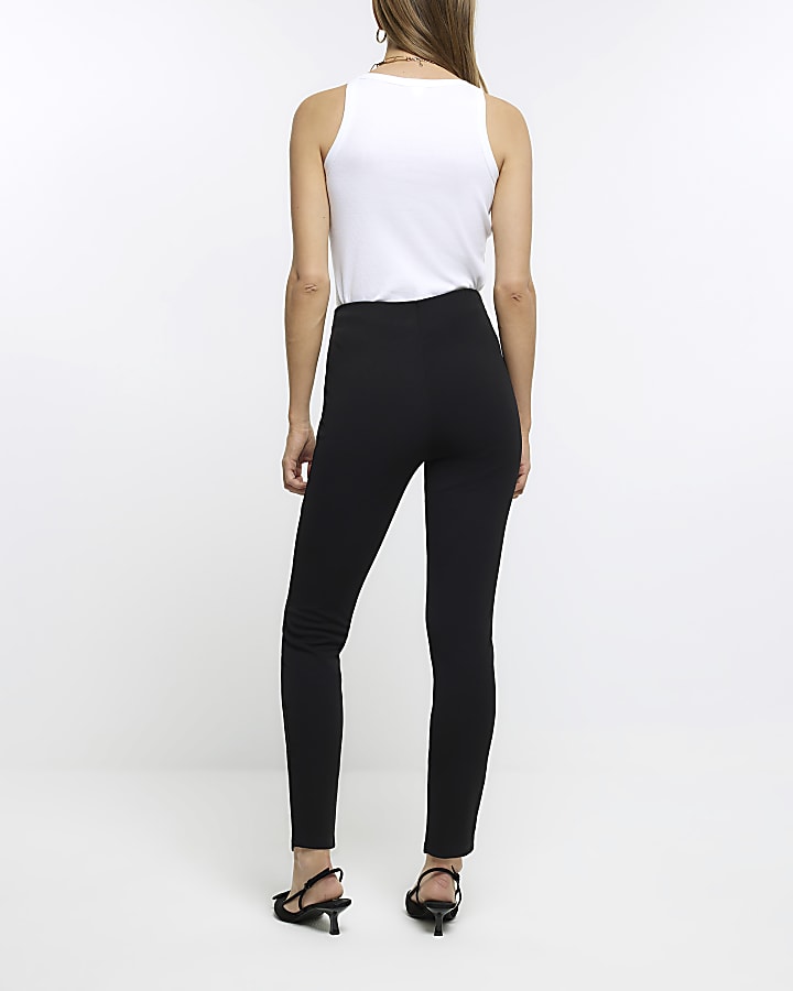 Black zip detail high waisted leggings