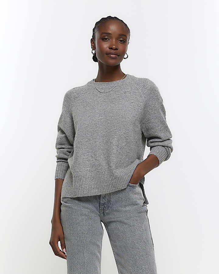 Grey knit jumper River Island