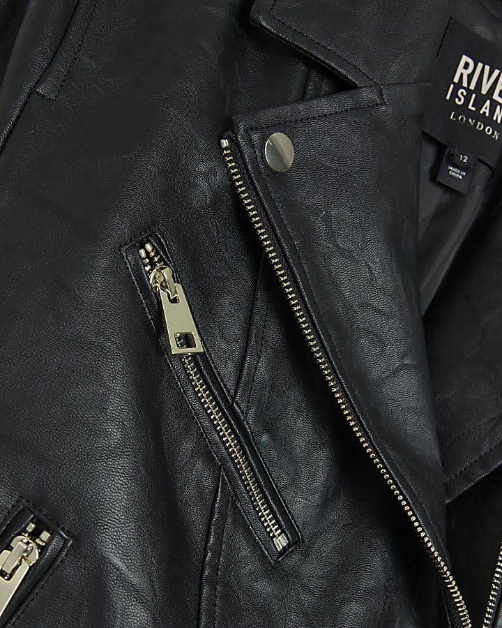 Black faux leather biker jacket