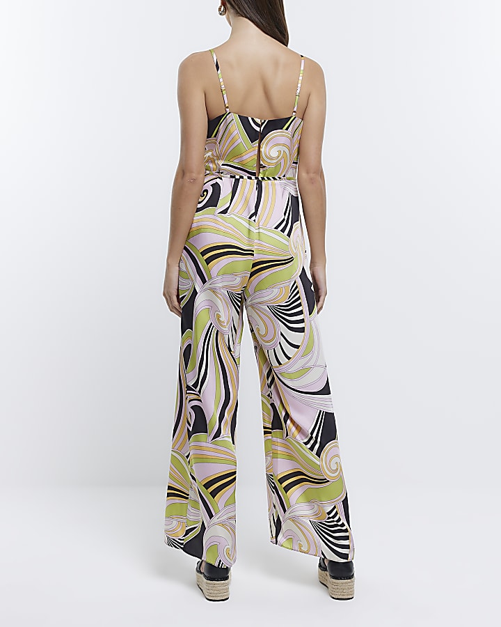 Purple cowl neck spaghetti strap jumpsuit