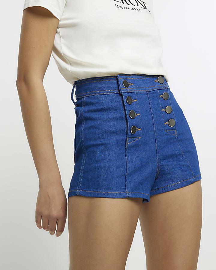 Denim high waisted shorts