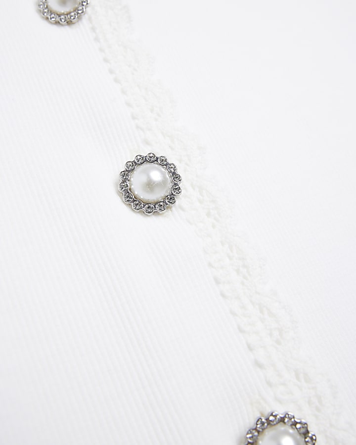 White button scoop neck top