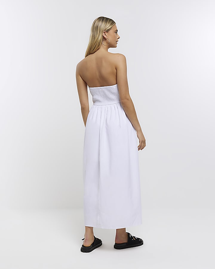 White bandeau midi dress