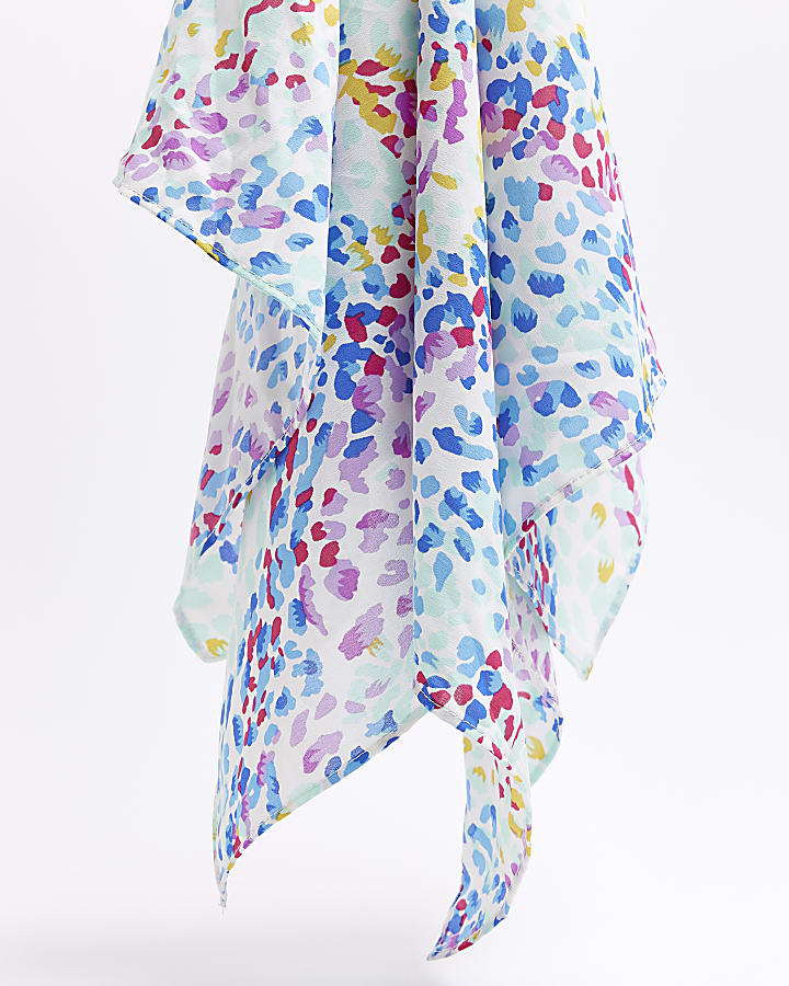 Blue leopard print hair scarf