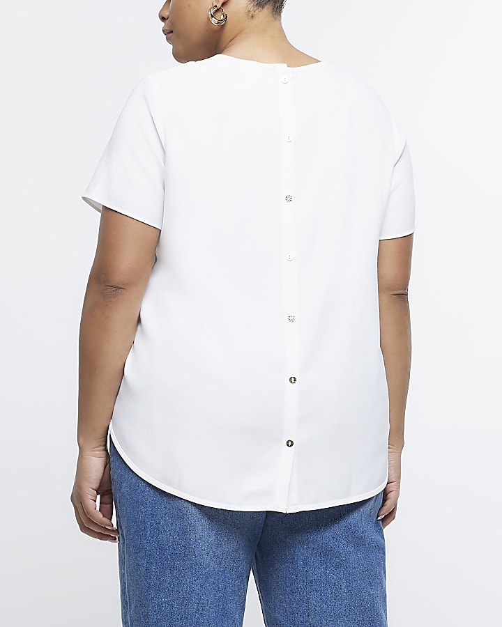 Plus white round neck t-shirt