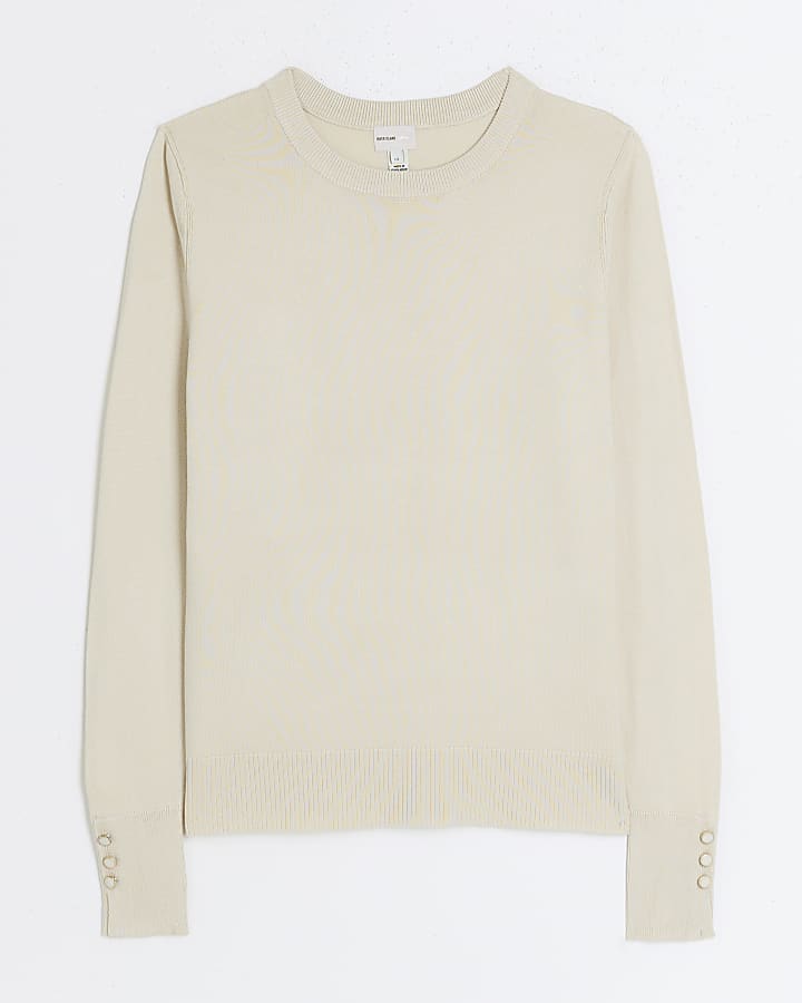 Cream knit long sleeve top