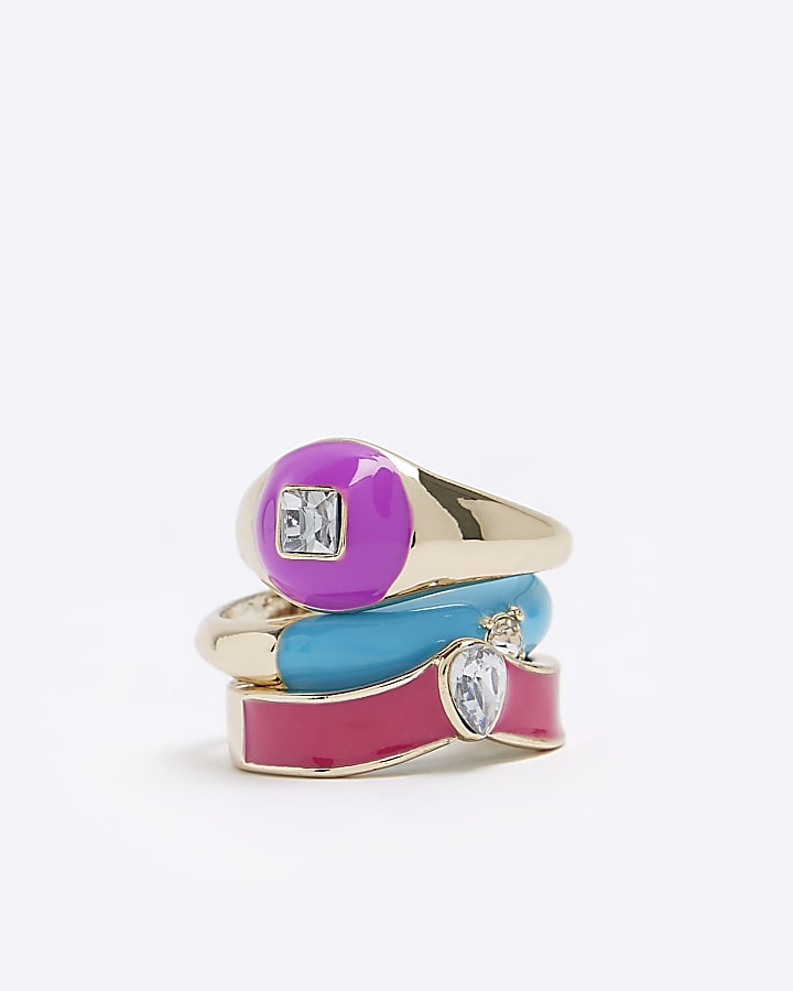 Gold enamel rings multipack