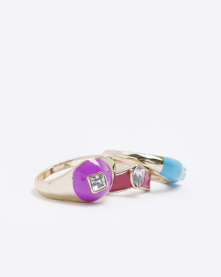 Gold enamel rings multipack