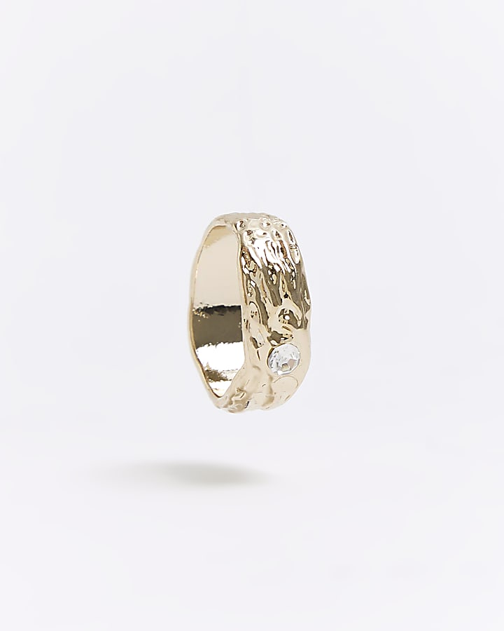 Gold Textured Diamante Ring