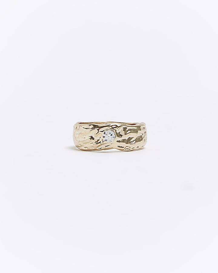 Gold Textured Diamante Ring