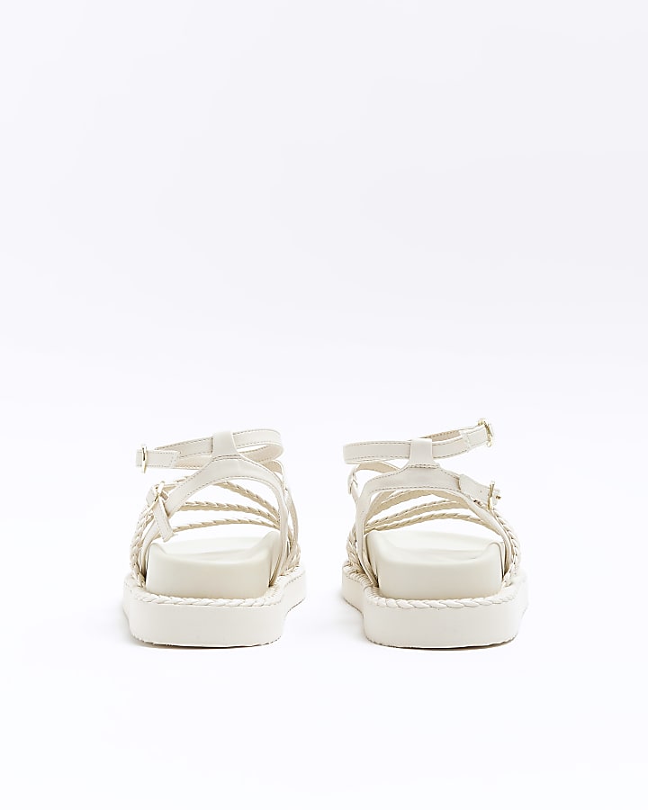 Beige rope flatform sandals