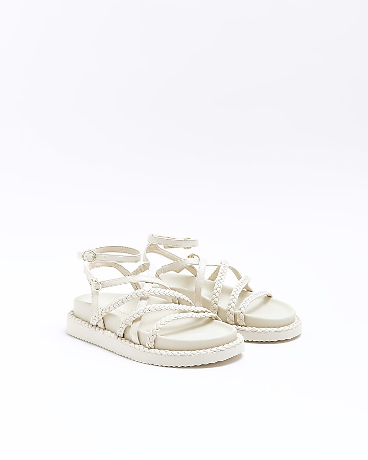 Beige rope flatform sandals