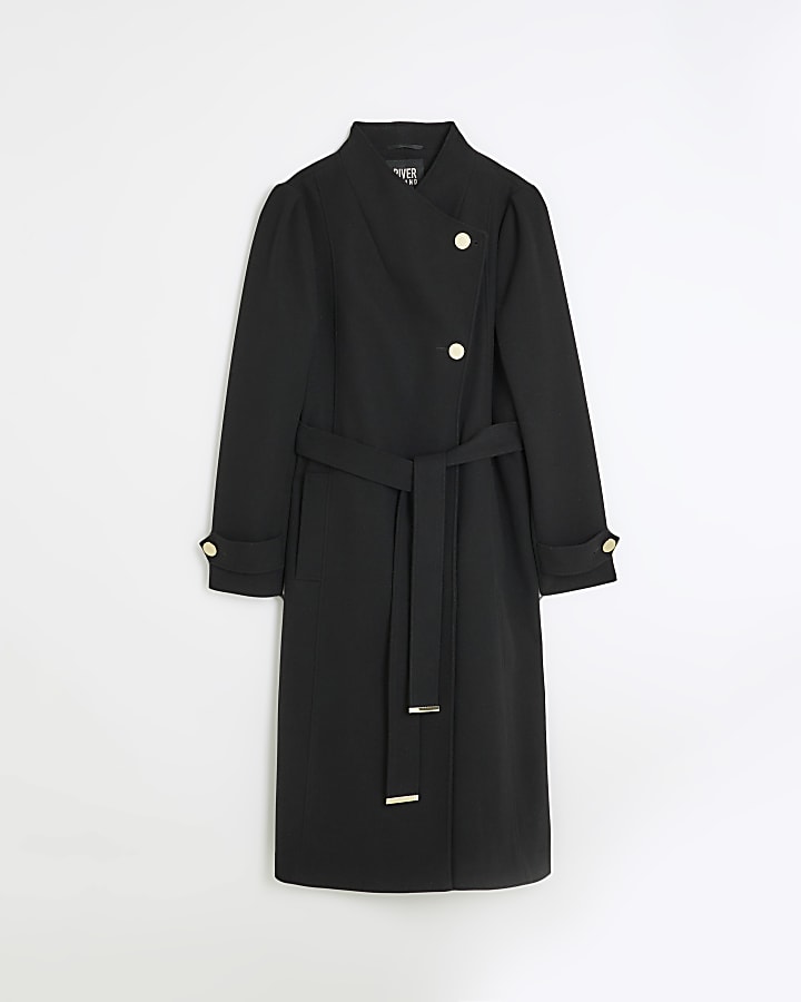 Black belted wrap coat