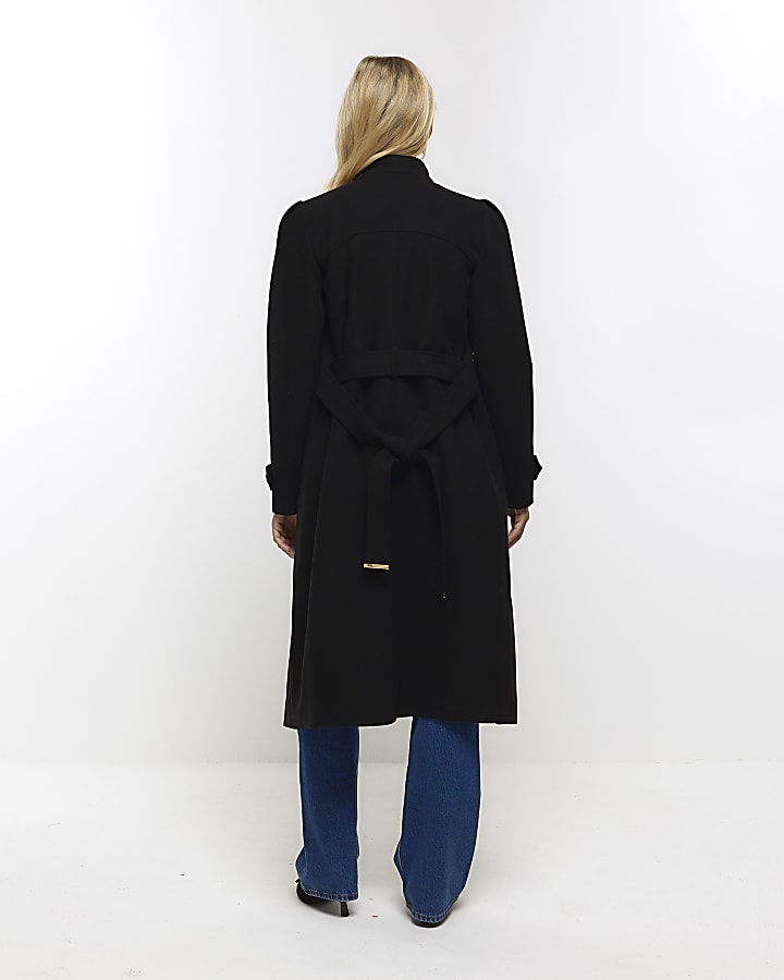 Black belted wrap coat