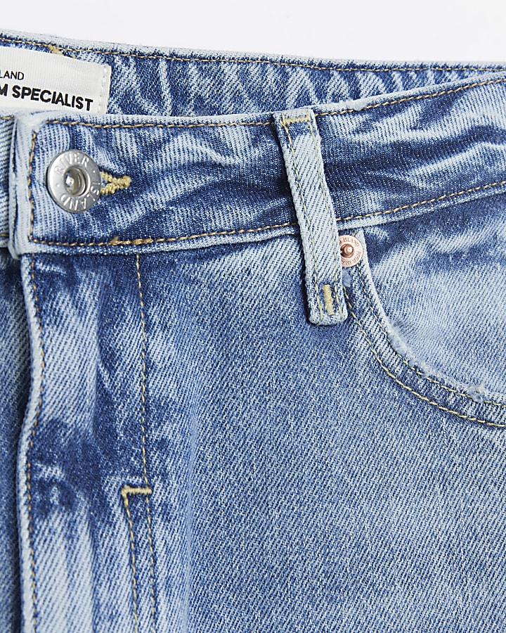 Blue high waisted straight leg jeans