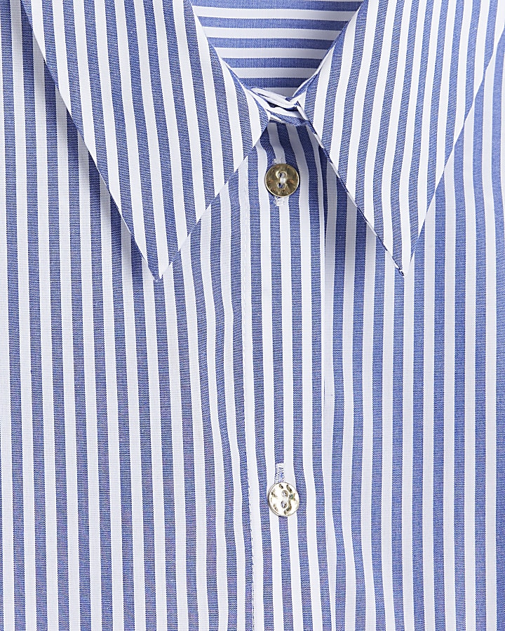 Plus blue stripe long sleeve shirt