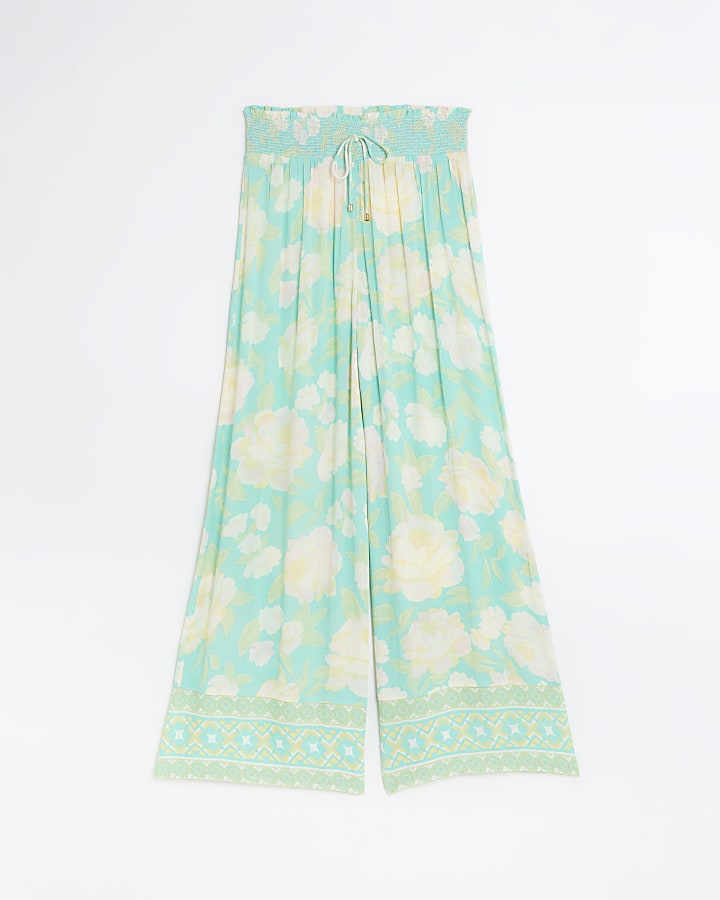 Aqua print palazzo trousers