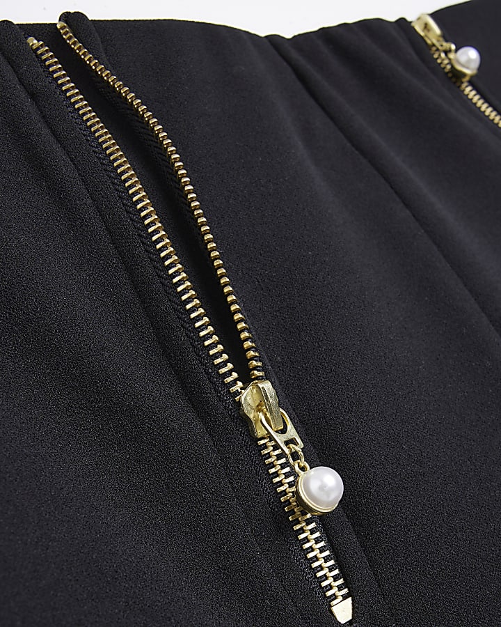 Black high waist zip detail leggings