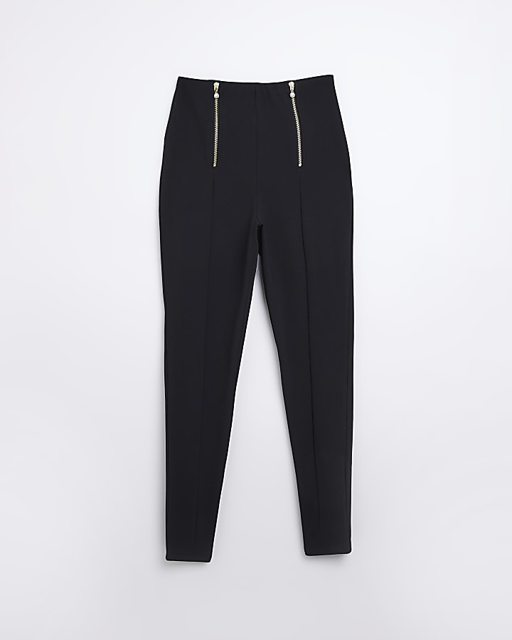 Black high waist zip detail leggings