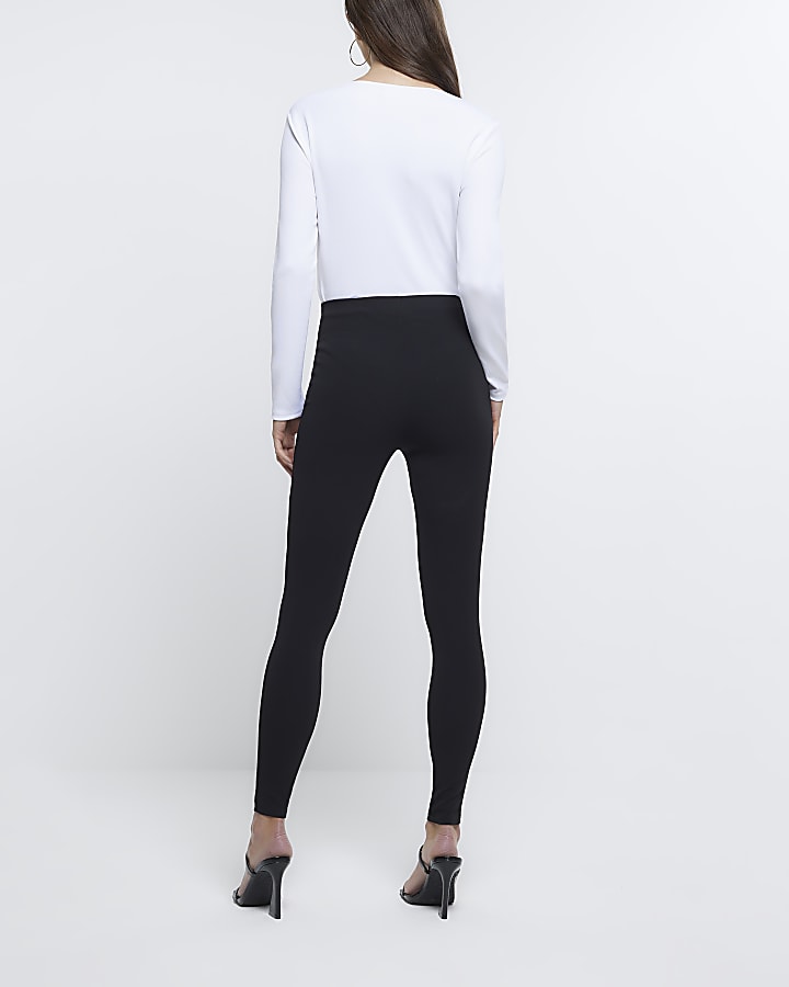 Black high waist zip detail leggings
