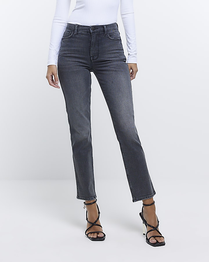 Black slim straight leg jeans