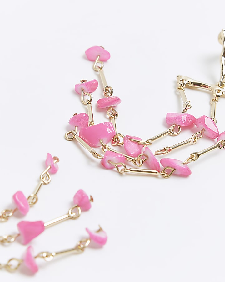 Pink stone drop earrings