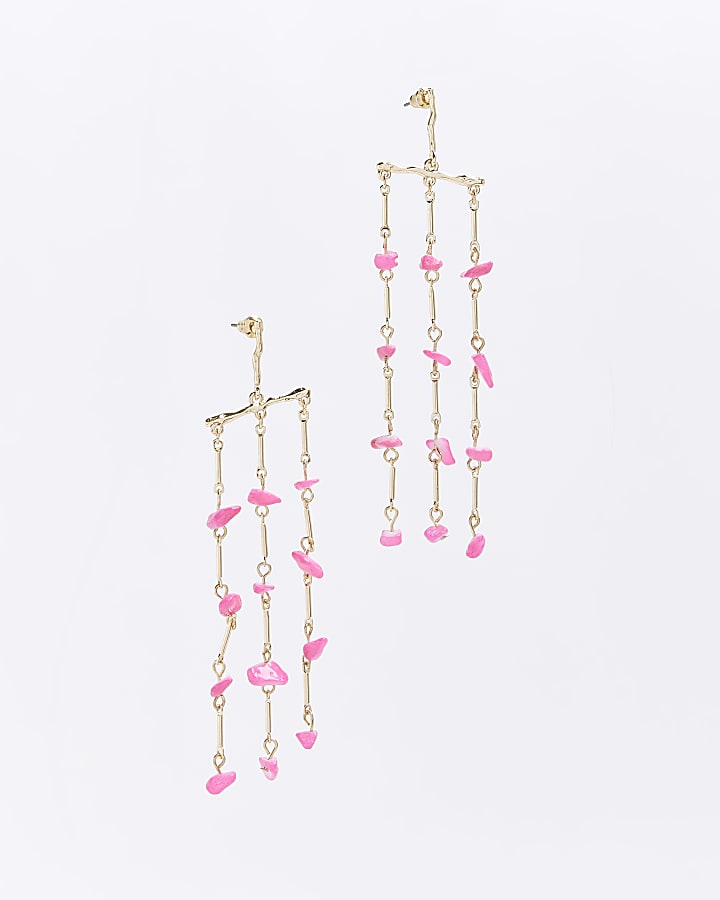 Pink stone drop earrings