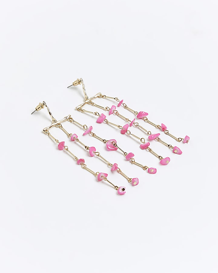 Pink stone drop earrings