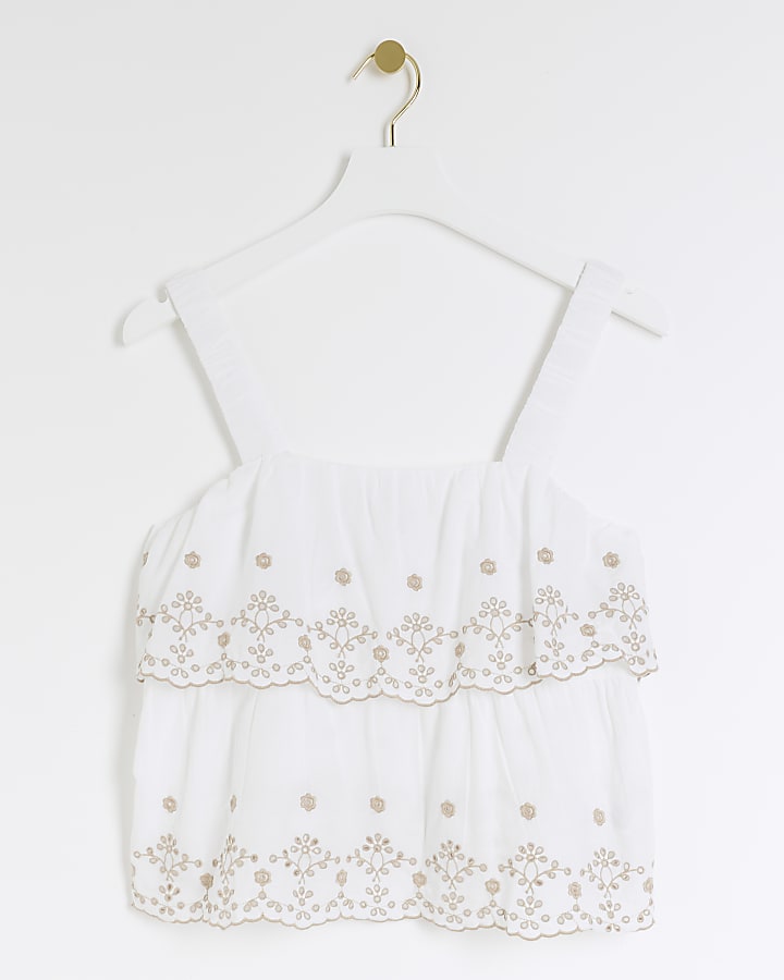White Broderie Cami Top
