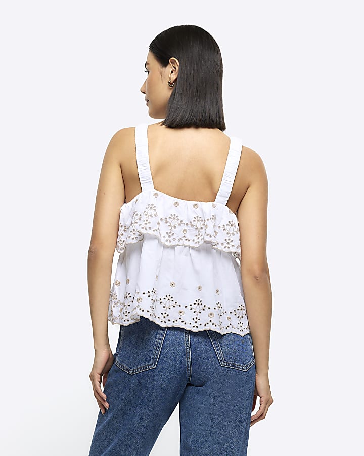 White Broderie Cami Top