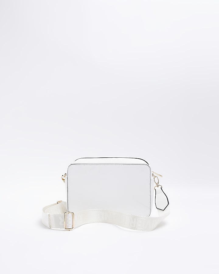 White quilted panel cross body bag