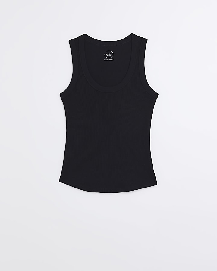 Black scoop neck vest top