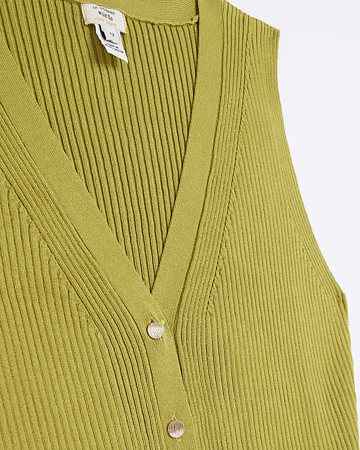 Khaki buttoned up vest top