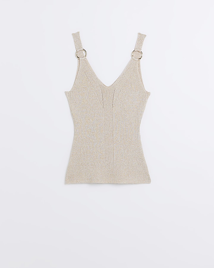 Gold ribbed knit vest