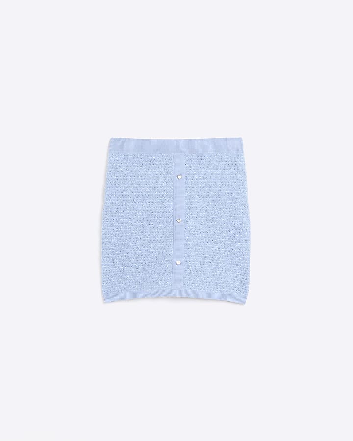 Blue boucle mini skirt