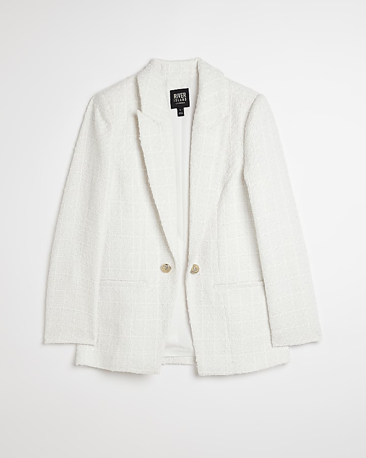 White boucle blazer